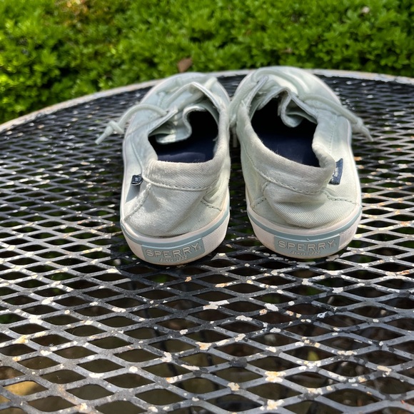 Light teal blue nautical slip on canvas Sperry Topsider boat sneaker shoe size 7 - Picture 4 of 6
